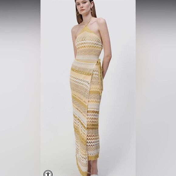 NWT SIMKHAI - KATARINA MACRAME MIDI DRESS - MARIGOLD MULTI Large - Picture 12 of 12